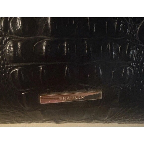 BRAHMIN CAYSON BLACK MELBOURNE LEATHER SMALL HOBO SHOULDER BAG Croc Embossed - Picture 10 of 14